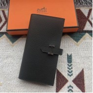 Hermes Bearn Gusset Wallet Epsom Calfskin Black High