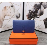 Hermes Dogon Combine Wallet Calfskin In Royal Blue High