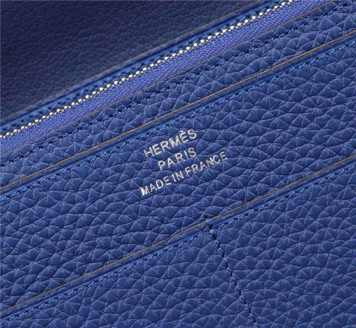 Hermes Dogon Combine Wallet Calfskin In Royal Blue High