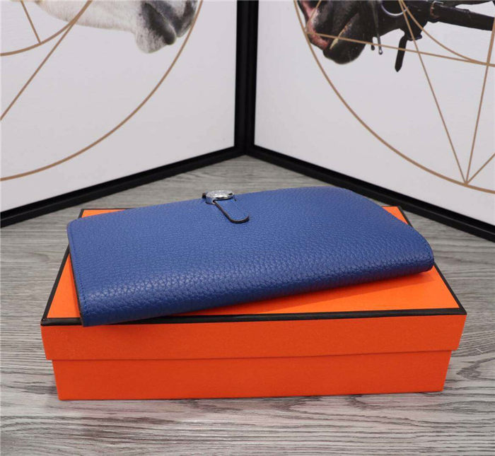 Hermes Dogon Combine Wallet Calfskin In Royal Blue High