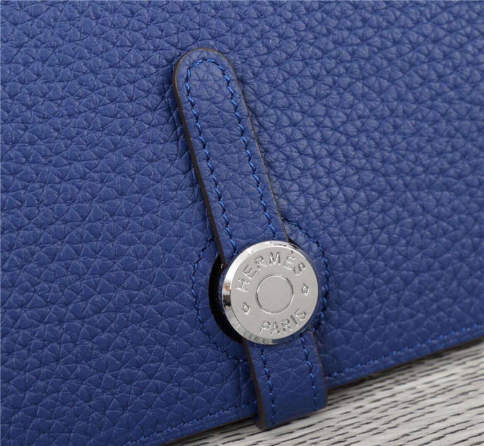 Hermes Dogon Combine Wallet Calfskin In Royal Blue High