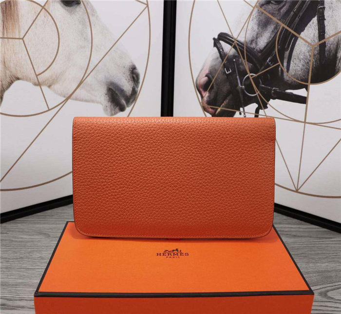 Hermes Dogon Combine Wallet Calfskin In Orange High