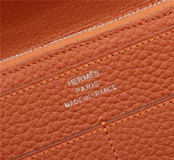 Hermes Dogon Combine Wallet Calfskin In Orange High