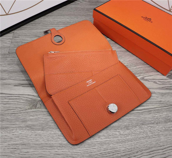 Hermes Dogon Combine Wallet Calfskin In Orange High