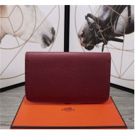 Hermes Dogon Combine Wallet Calfskin In Burgundy High