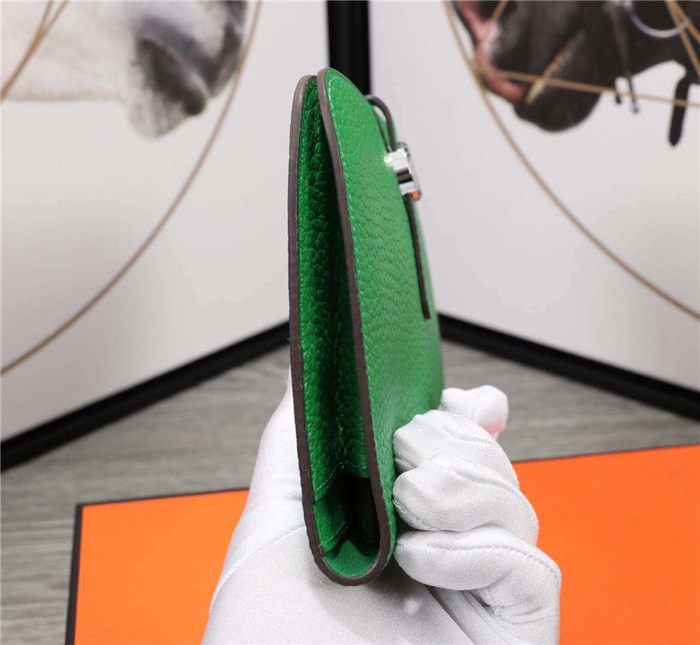 Hermes Dogon Combine Wallet Calfskin In Green High