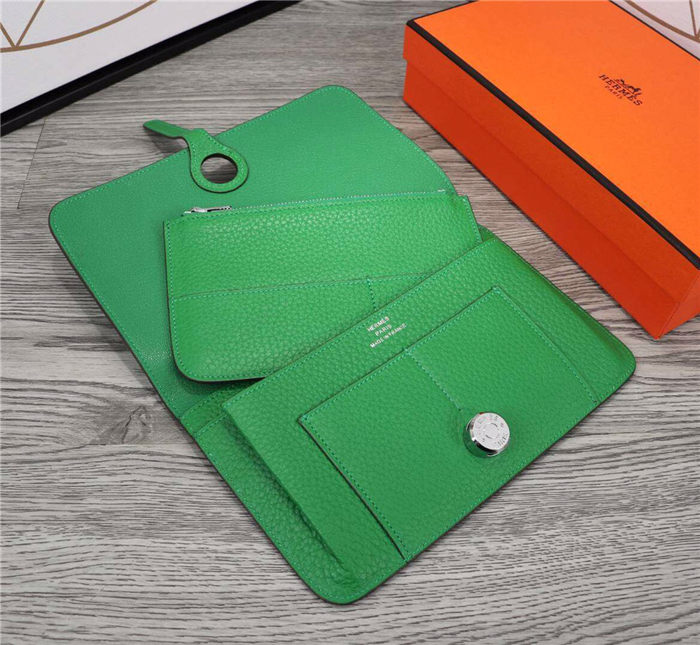 Hermes Dogon Combine Wallet Calfskin In Green High