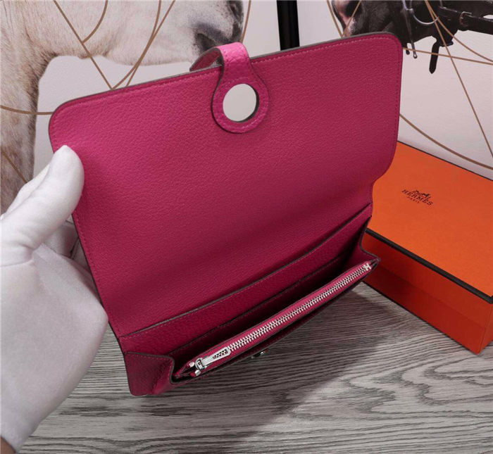 Hermes Dogon Combine Wallet Calfskin In Fuchsia High