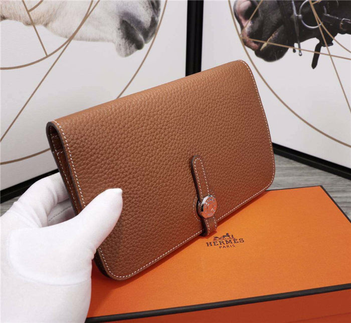 Hermes Dogon Combine Wallet Calfskin In Camel High