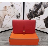 Hermes Dogon Combine Wallet Calfskin In Red High