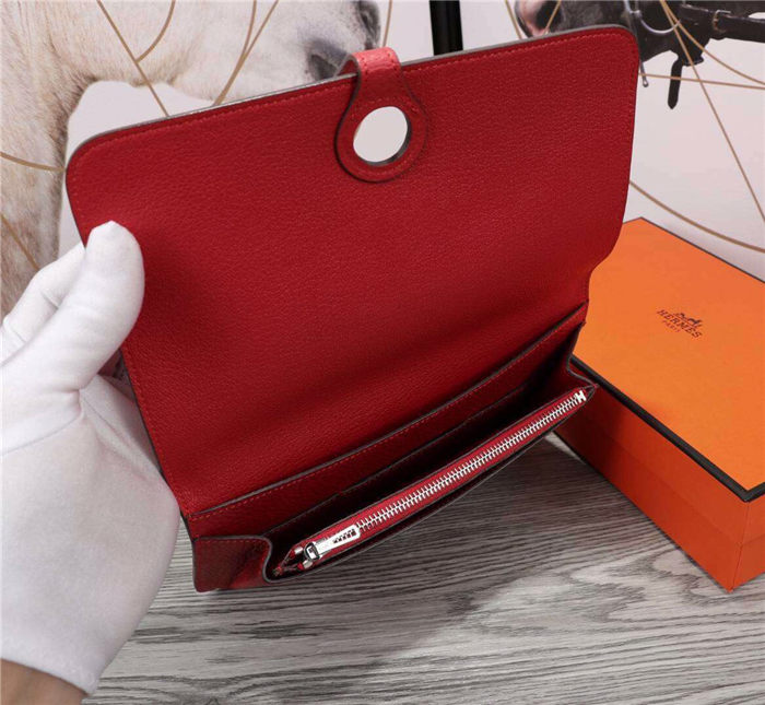 Hermes Dogon Combine Wallet Calfskin In Red High