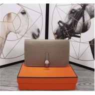 Hermes Dogon Combine Wallet Calfskin In Tourterelle High