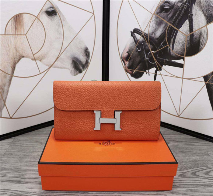 Hermes Constance Long Wallet Calfskin In Orange High