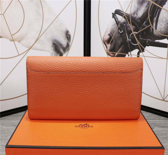 Hermes Constance Long Wallet Calfskin In Orange High