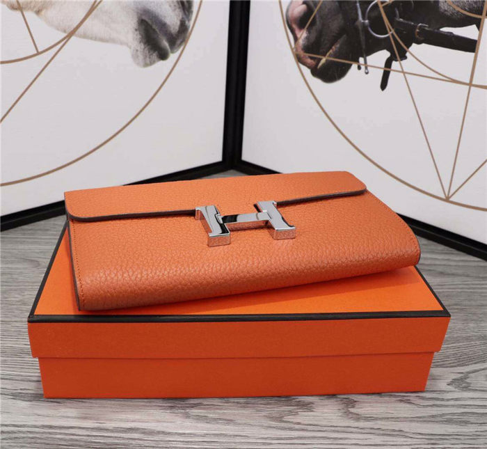 Hermes Constance Long Wallet Calfskin In Orange High