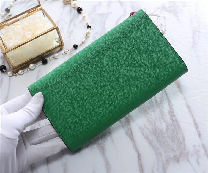 Hermes Constance Long Wallet Epsom Calfskin In Green High