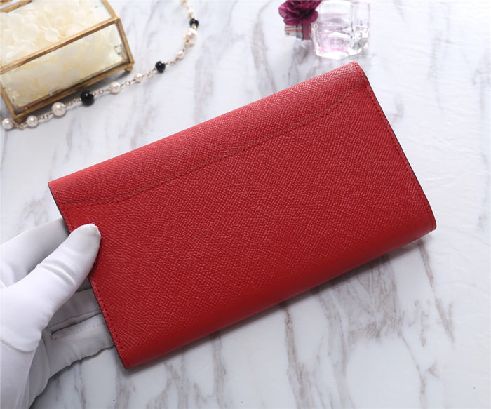 Hermes Constance Long Wallet Epsom Calfskin In Red High