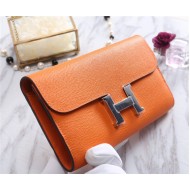 Hermes Constance Long Wallet Epsom Calfskin In Orange High