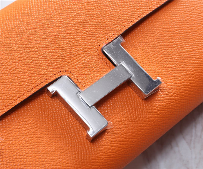 Hermes Constance Long Wallet Epsom Calfskin In Orange High