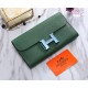 Hermes Constance Long Wallet Epsom Calfskin In Olive High