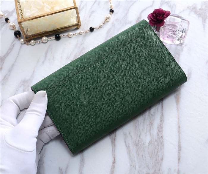 Hermes Constance Long Wallet Epsom Calfskin In Olive High