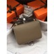 Hermes Mini Constance 18cm/24cm Epsom Bag Silver/Gold Metal Etoupe High