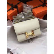 Hermes Mini Constance 18cm/24cm Epsom Bag Silver/Gold Metal Cream High