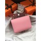 Hermes Mini Constance 18cm/24cm Epsom Bag Silver/Gold Metal Pink High