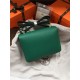 Hermes Mini Constance 18cm/24cm Epsom Bag Silver/Gold Metal Green High