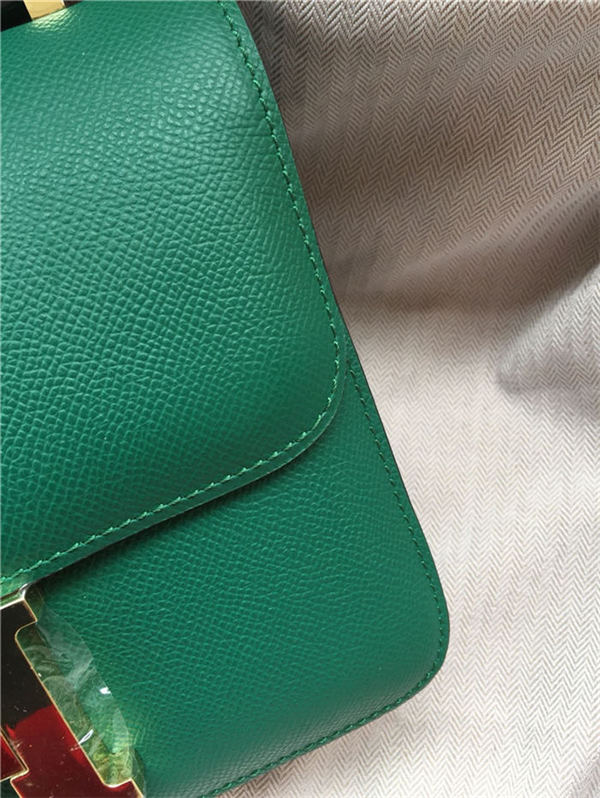 Hermes Mini Constance 18cm/24cm Epsom Bag Silver/Gold Metal Green High