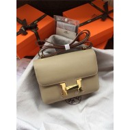 Hermes Mini Constance 18cm/24cm Epsom Bag Silver/Gold Metal Tourterelle High