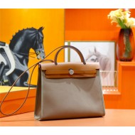 Hermes Herbag 31 bag Canvas and Leather Etoupe High