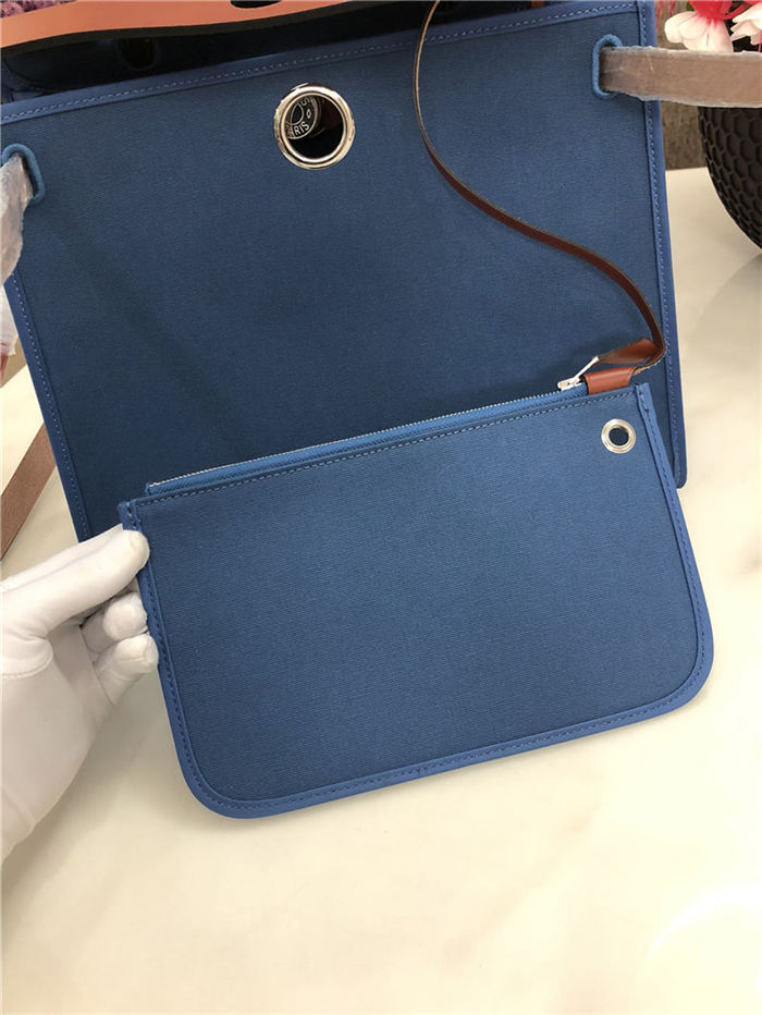 Hermes Herbag 31 bag Canvas and Leather Denim Blue High