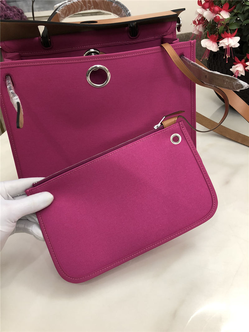 Hermes Herbag 31 bag Canvas and Leather Fuchsia High