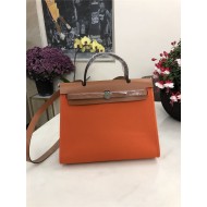 Hermes Herbag 31 bag Canvas and Leather Orange High