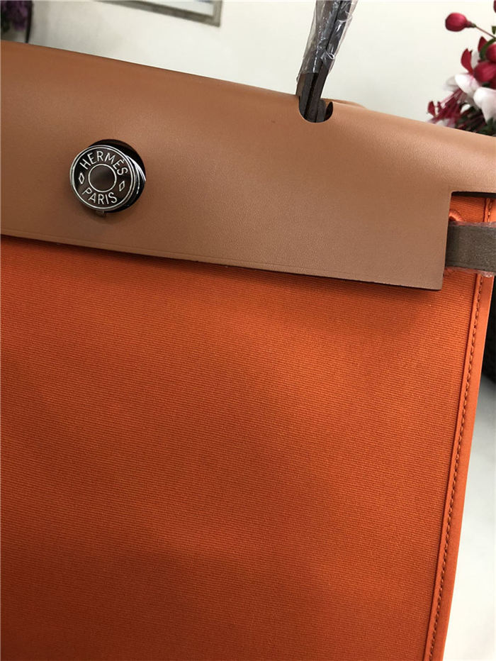 Hermes Herbag 31 bag Canvas and Leather Orange High