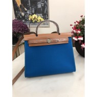 Hermes Herbag 31 bag Canvas and Leather Royal Blue High