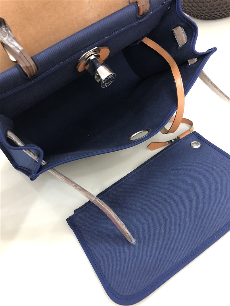 Hermes Herbag 31 bag Canvas and Leather Navy High