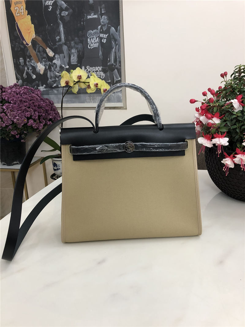 Hermes Herbag 31 bag Canvas and Leather Beige High