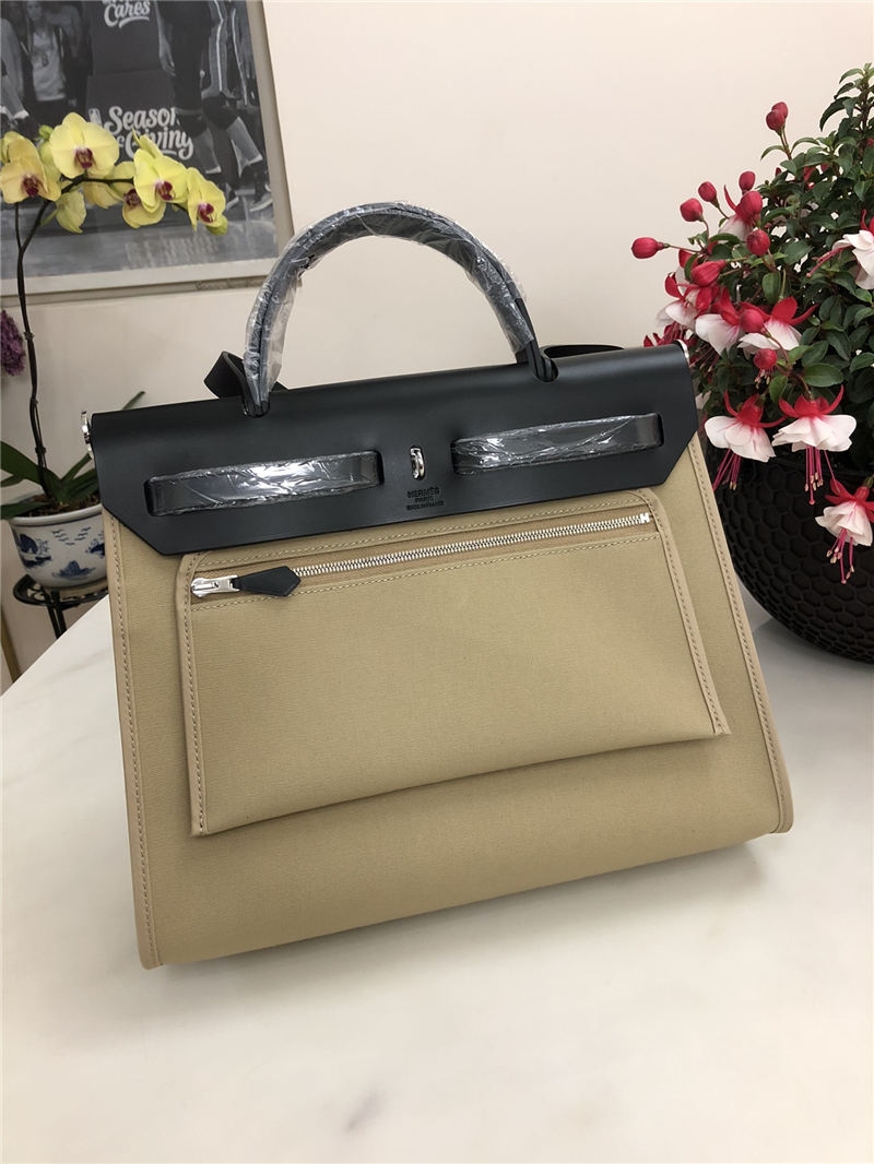 Hermes Herbag 31 bag Canvas and Leather Beige High