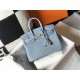 Hermes Birkin 25/30/35cm Bag Calfskin Silver/Gold Metal In Lt-Blue High