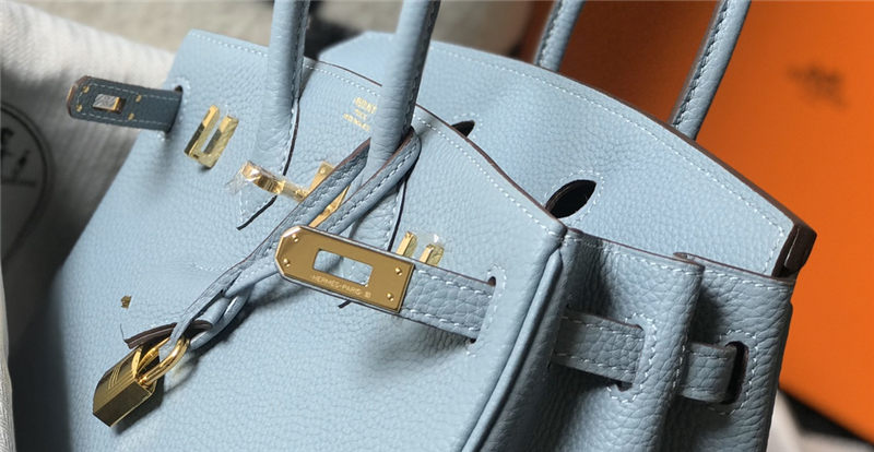 Hermes Birkin 25/30/35cm Bag Calfskin Silver/Gold Metal In Lt-Blue High