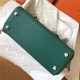 Hermes Kelly 25/28cm Retourne Bag Togo Leather In Malachite WAX High