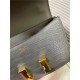 Hermes Constance 24cm Crocodile Leather Bag Silver/Gold Metal High