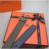 Hermes Nathan 32 reversible belt Togo Grey High