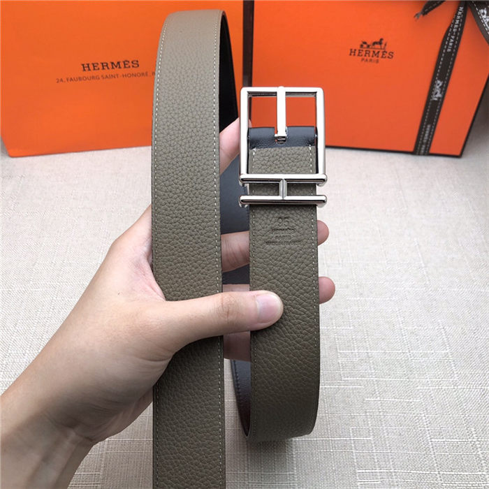 Hermes Nathan 32 reversible belt Togo Grey High