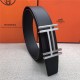 Hermes H au Carre belt buckle & Reversible leather strap 38 mm Epsom Black/Coffee High