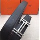 Hermes H au Carre belt buckle & Reversible leather strap 38 mm Epsom Black/Coffee High