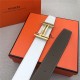 Hermes H au Carre belt buckle & Reversible leather strap 38 mm Epsom White/Grey High