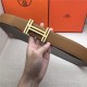 Hermes H au Carre belt buckle & Reversible leather strap 38 mm Epsom Camel/Grey High